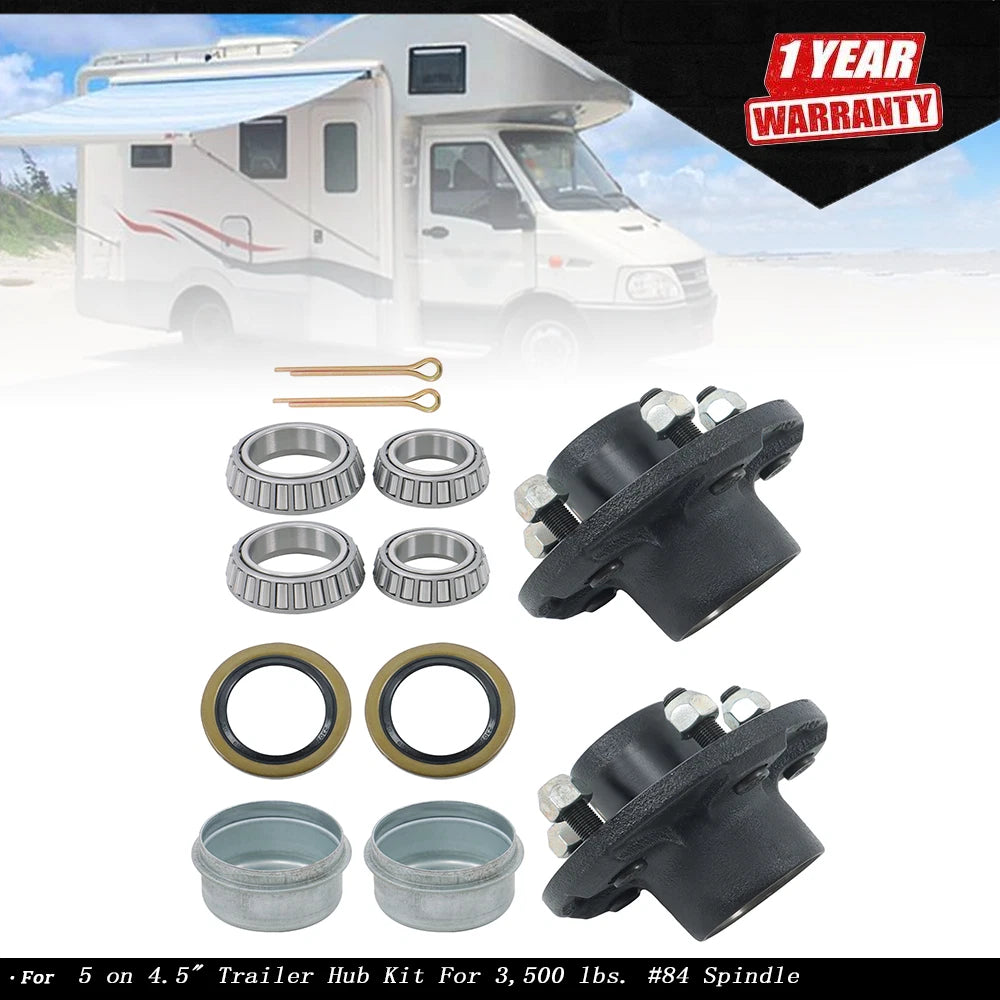 Set of 2 5-Lug 4.5" Trailer Wheel Hub Kits for 3500 lb #84 Axles