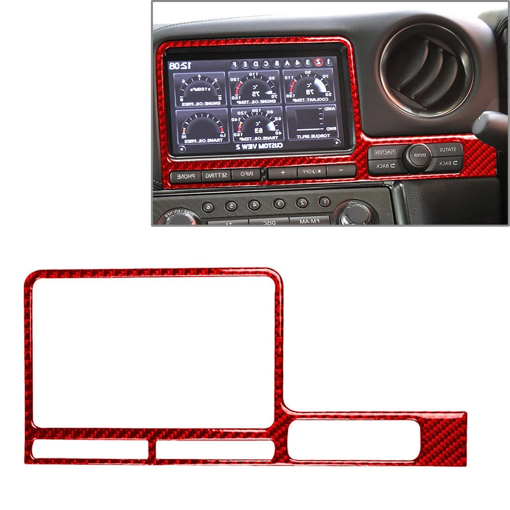RHD GPS Navigation Panel Cover Trim for Nissan GTR R35 (2008–2016) Red
