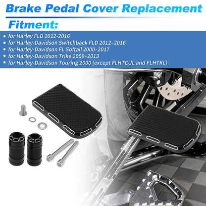 2X Brake Pedal Pad Cover & Gear Shift Knob for Harley FLD (2012–2016)