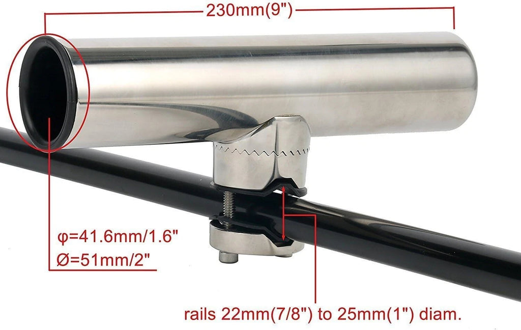 4 Pack Fishing Rod Holders for Clamp on 7/8"-1" Stainless Steel with Rubber Padding