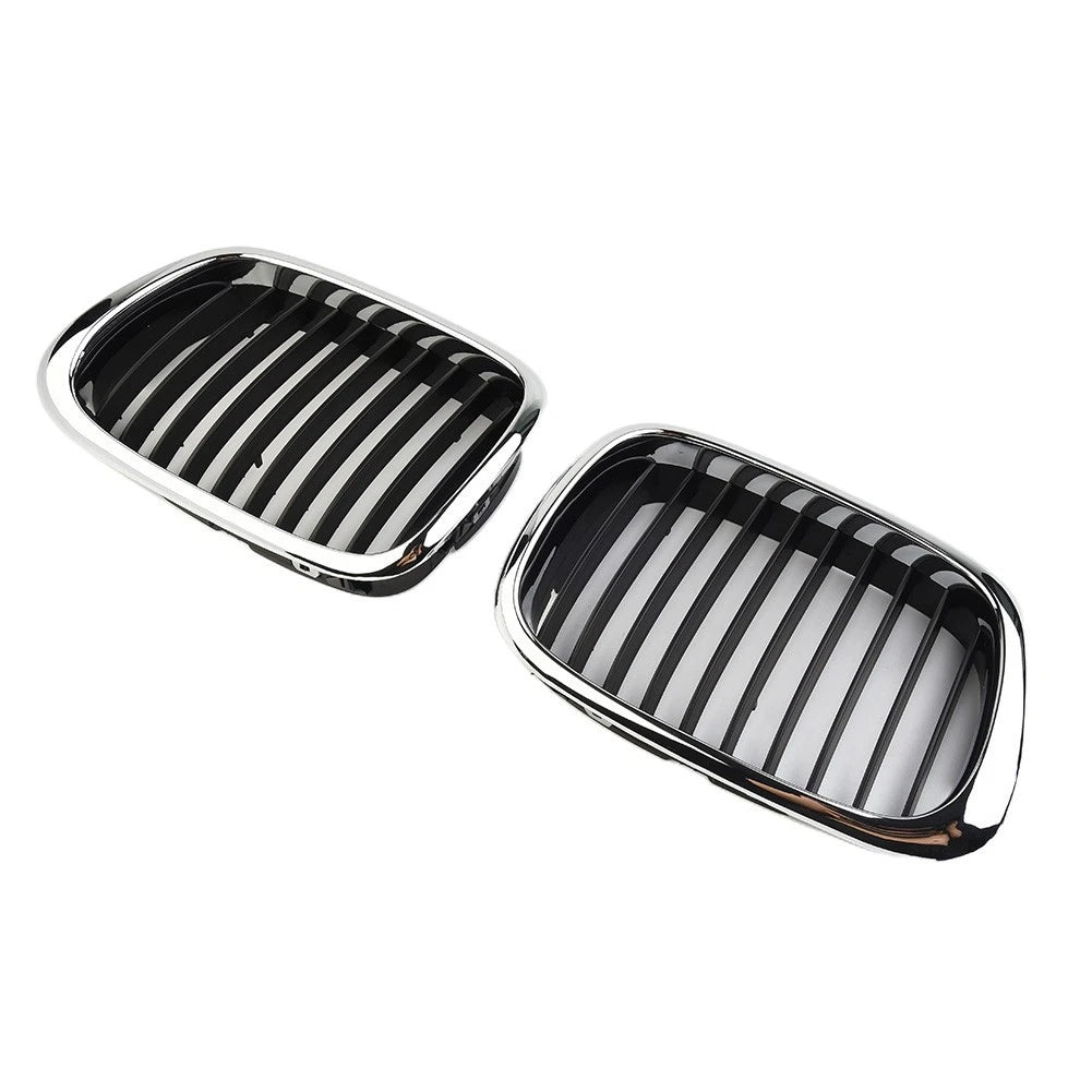 Set of 2 Front Chrome Black Grille for BMW 5 Series E39 (1997–2003)
