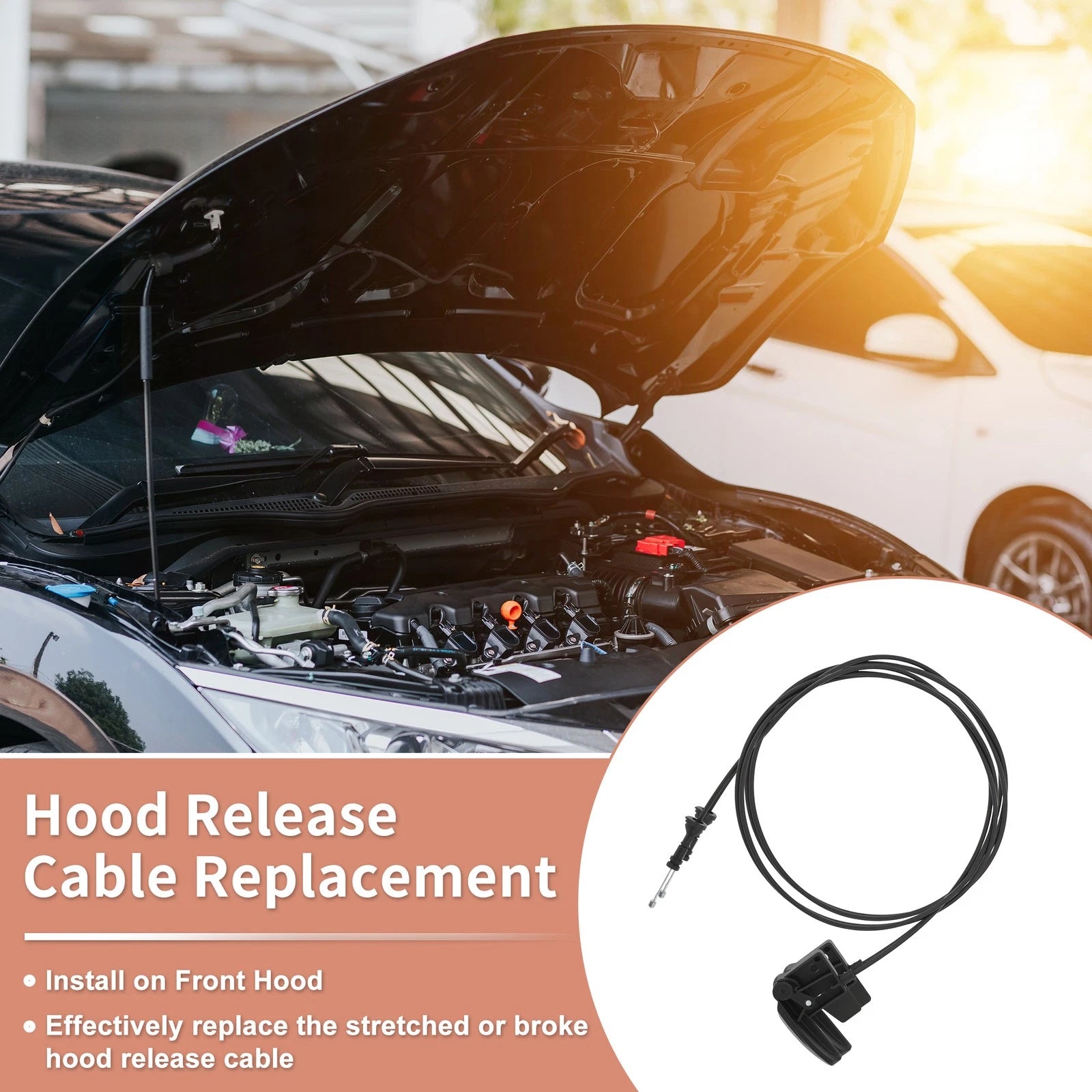 Hood Latch Release Cable Replacement for Chevy Suburban Tahoe Yukon C1500 (1992–2014)