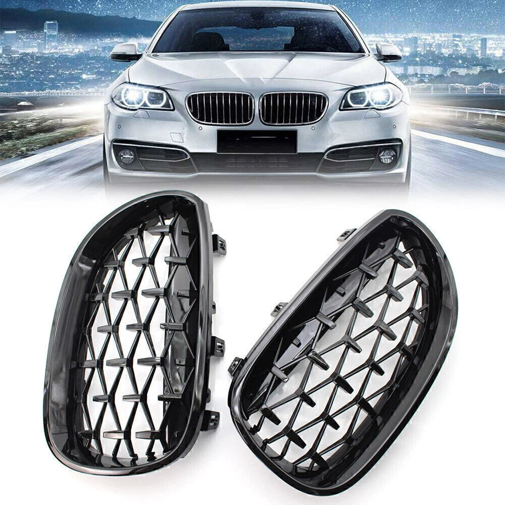 Diamond Meteor Front Kidney Grill for BMW E60 5 Series (2003–2009) Gloss Black