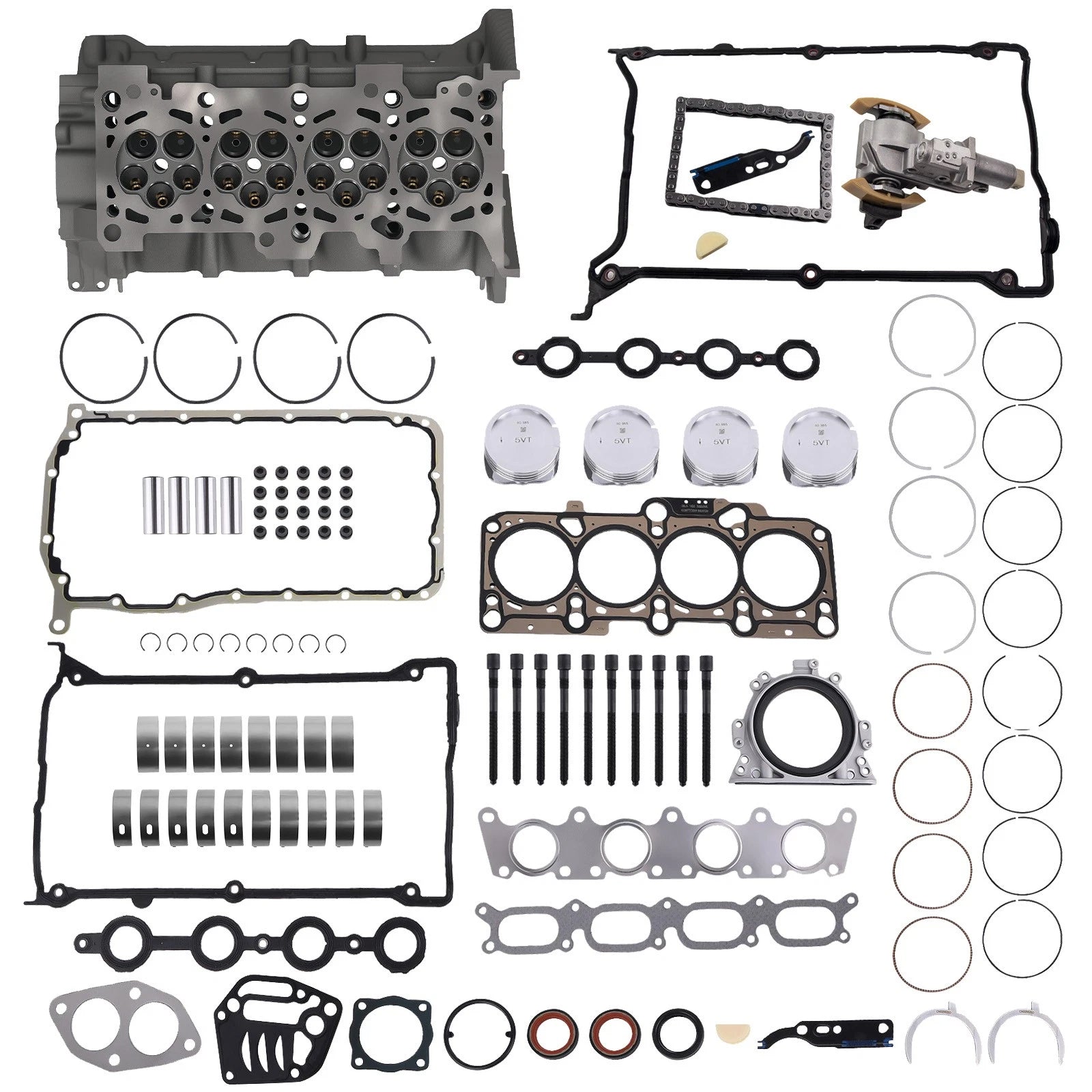 1.8T Engine Cylinder Head Gaskets, Piston Ring Kit, Timing Chain for Audi A4 TT (1996–2006)