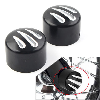 Black Front Cut Axle Nut Cap Covers for Harley Softail Touring (2018–2023)