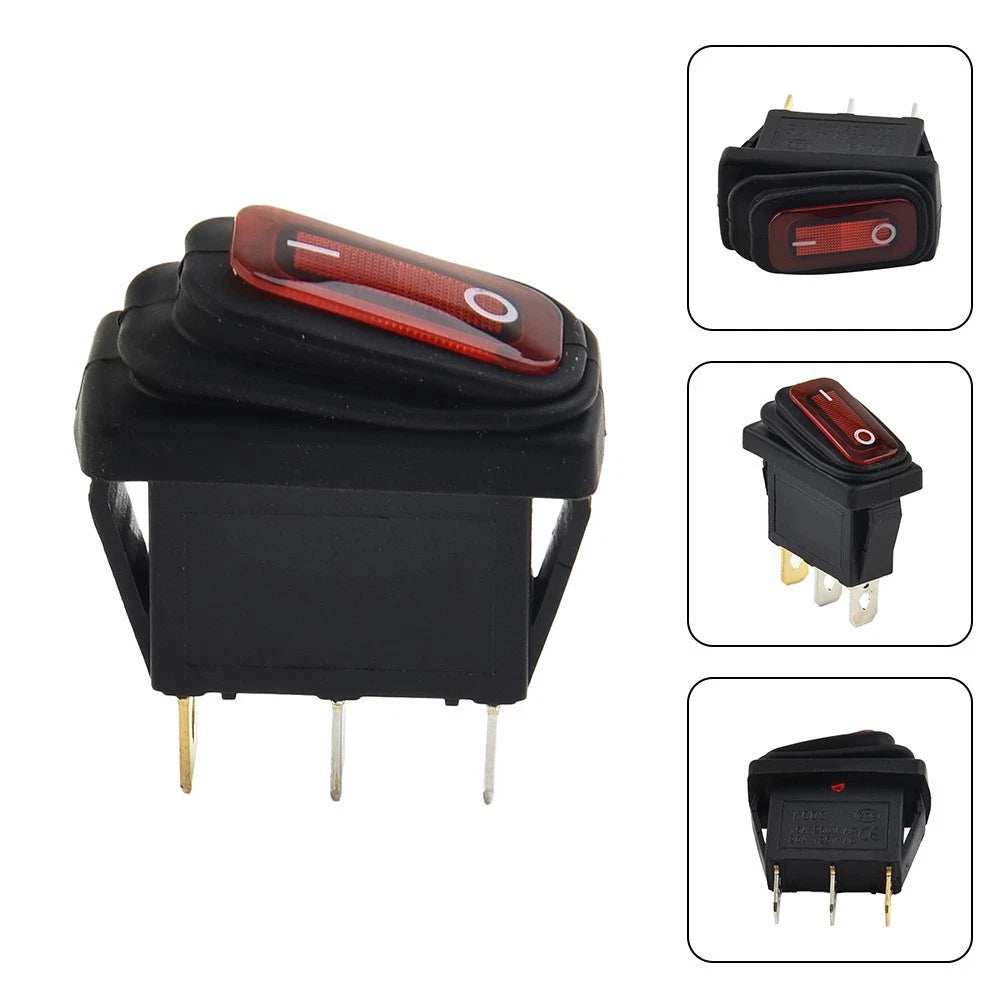 Switch for 15A 250V/20A 125V AC 3Pin Red Plastic