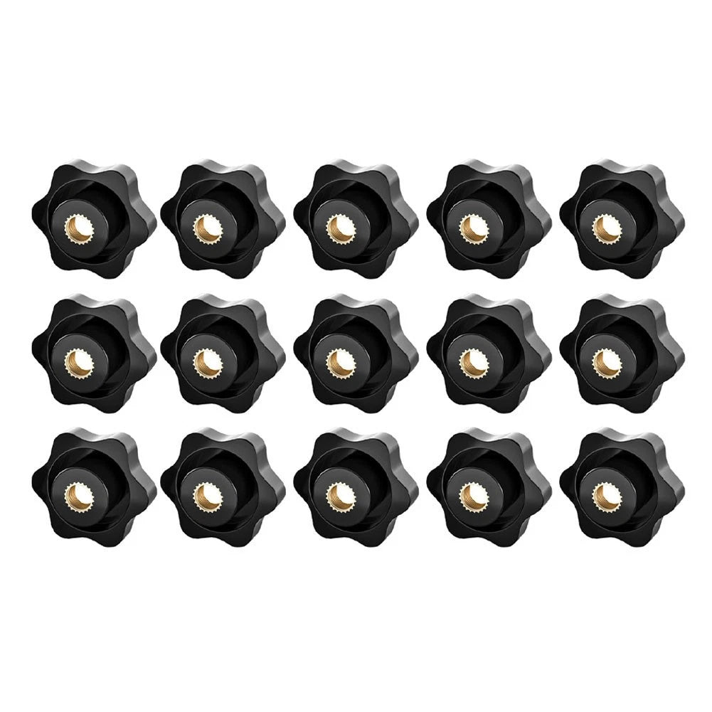 Pack of 15 M6 Star Grip Nuts Knurled Nut 32mm Outer Diameter Black White