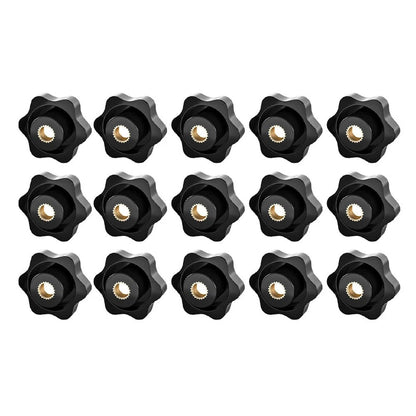 Pack of 15 M6 Star Grip Nuts Knurled Nut 32mm Outer Diameter Black White