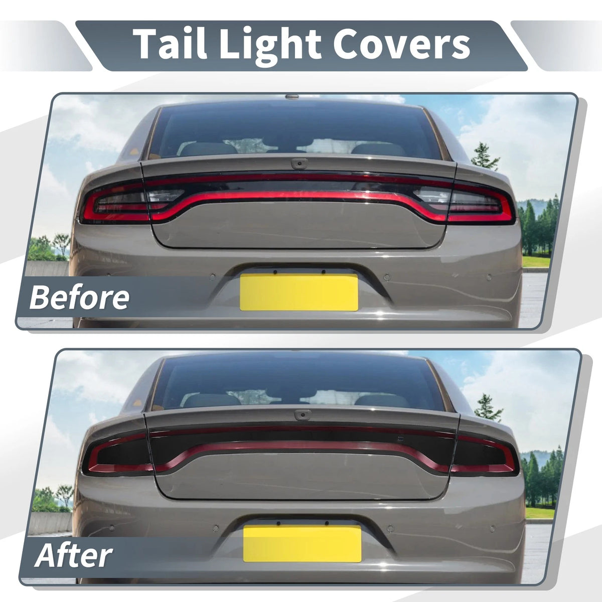 Tail Light Cover Tail Light Guard for Dodge Charger (2015–2024) ABS Smoked