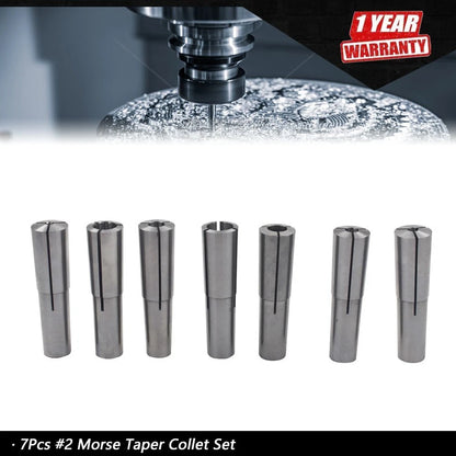 7 Pc Morse Taper Collet Set 2MT MT2 for Round Chuck (1/8 - 1/2)