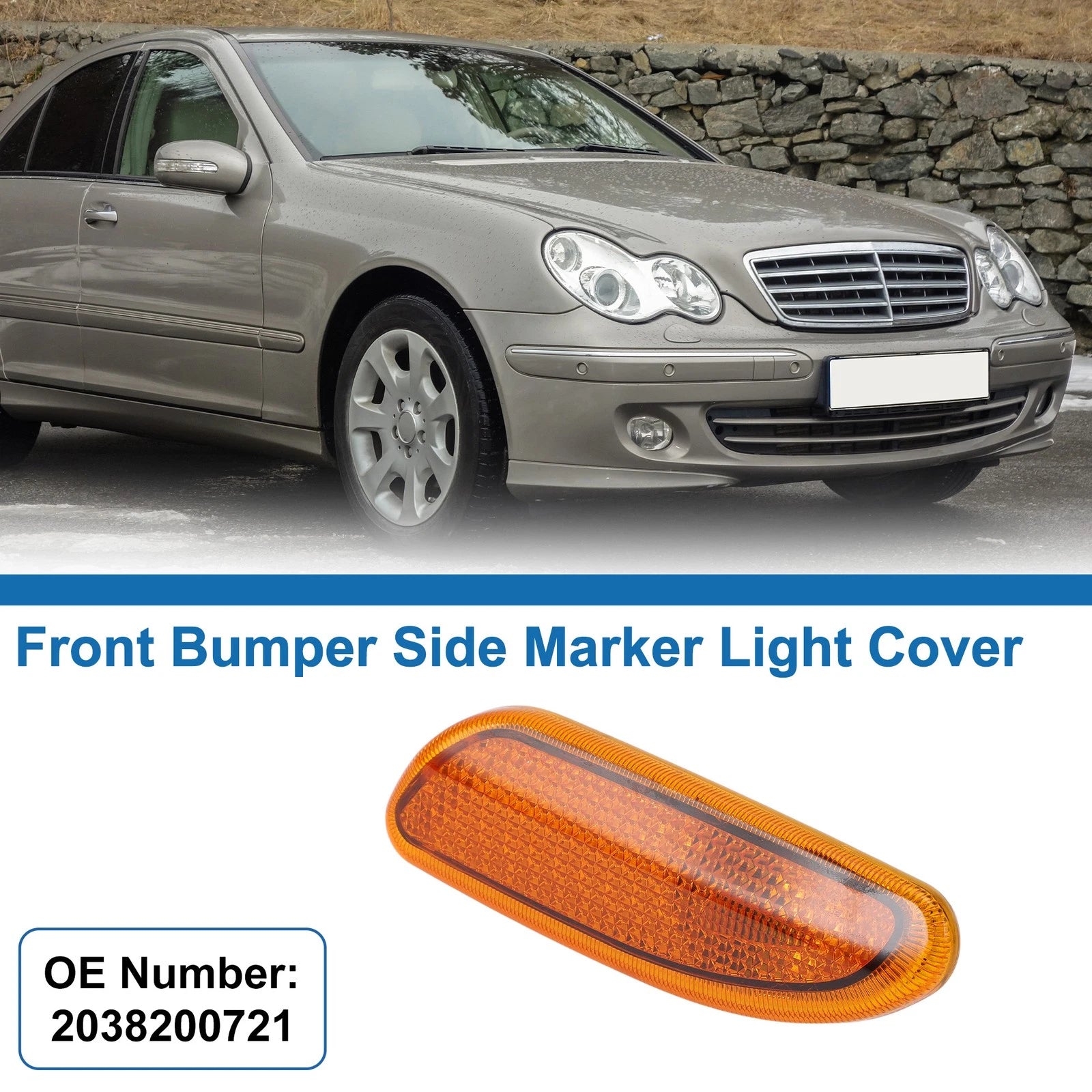 Left Front Bumper Side Marker Light Cover for Mercedes-Benz (2008–2015)