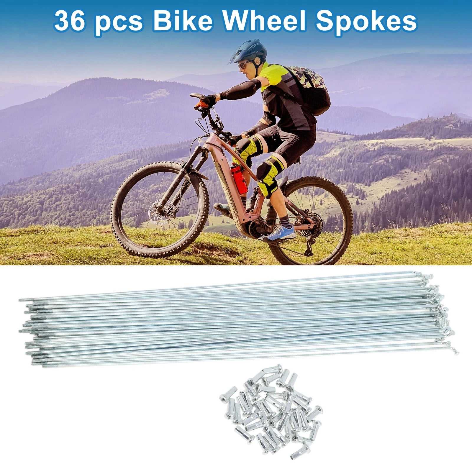 Bike Spokes Set 267mm Galvanized Steel for 14G Bicycle Wheels (—)