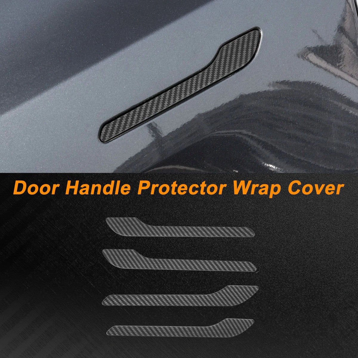 4pc Handle Protective Film for Tesla Model 3 (2023–2024) Matte Carbon Fiber