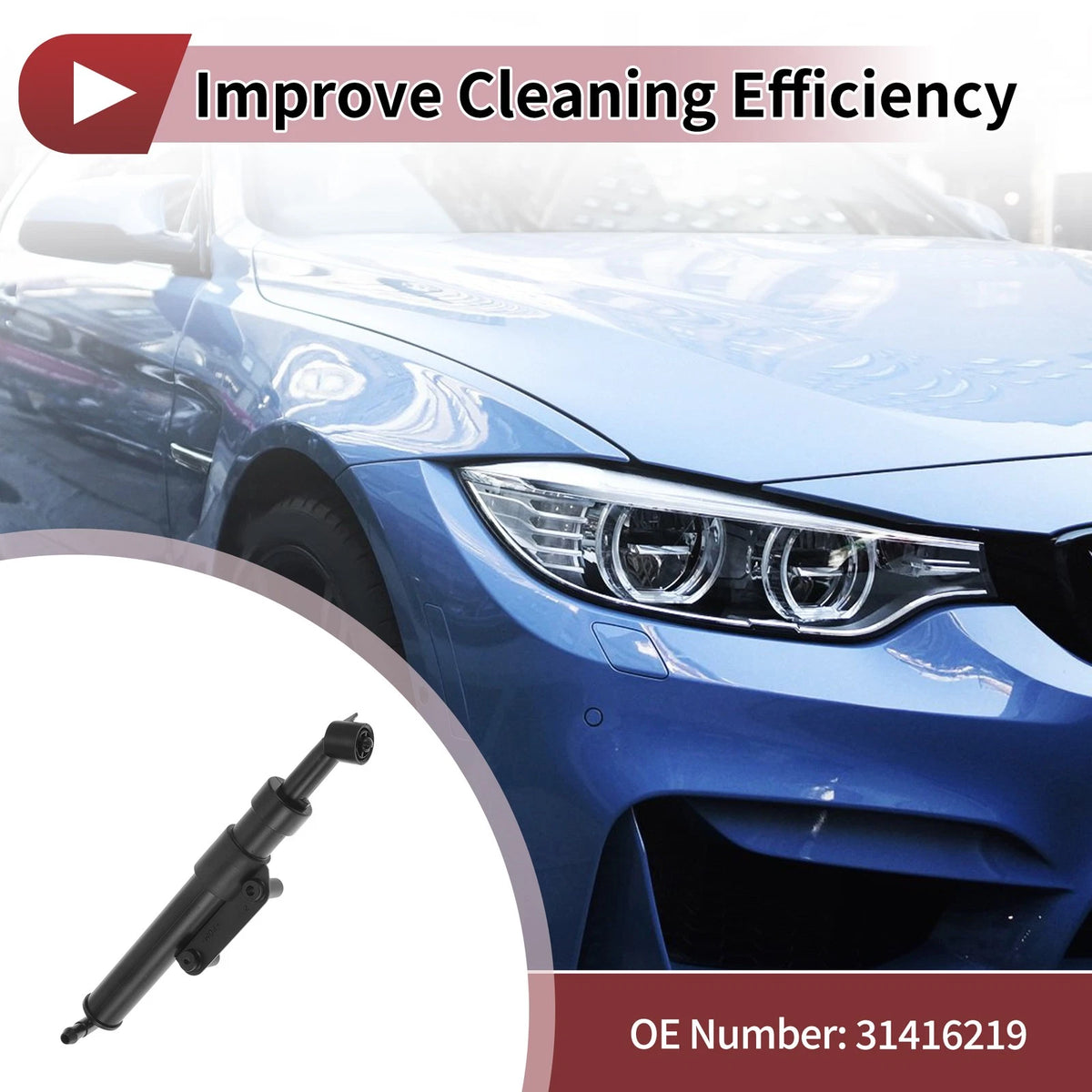 Front Passenger Side Headlight Washer Nozzle for Volvo XC60 (2018–2023) No.31416219
