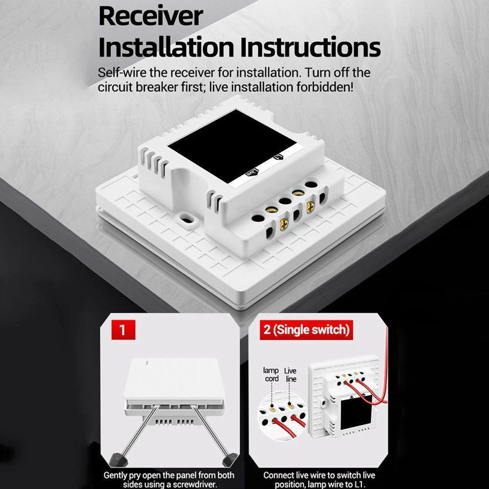 Wireless Remote Control Wall Switch for Smart Lighting (110V-240V)