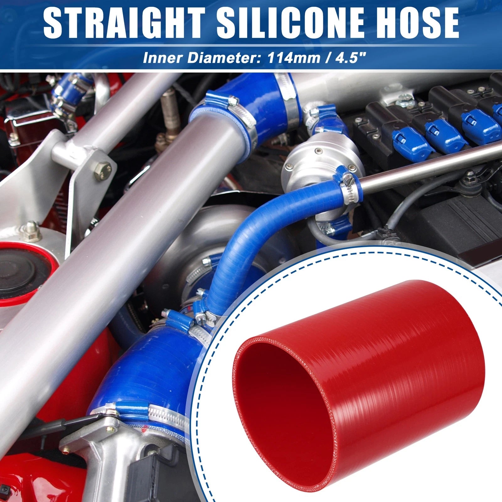 Silicone Reducer Hose Coupler for Car Intercooler (4.5" ID, 6" Length) Red