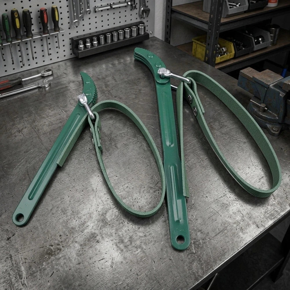 2X Adjustable Strap Wrench Set for Water Filter Oil Filter Fittings
