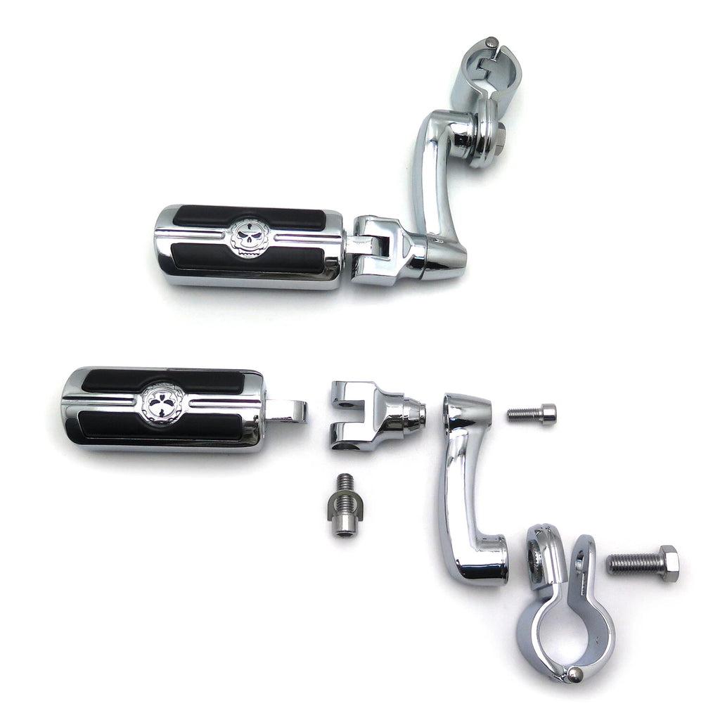 Chrome 32mm 1.25" Engine Guard Skull Footpeg for Harley Davidson
