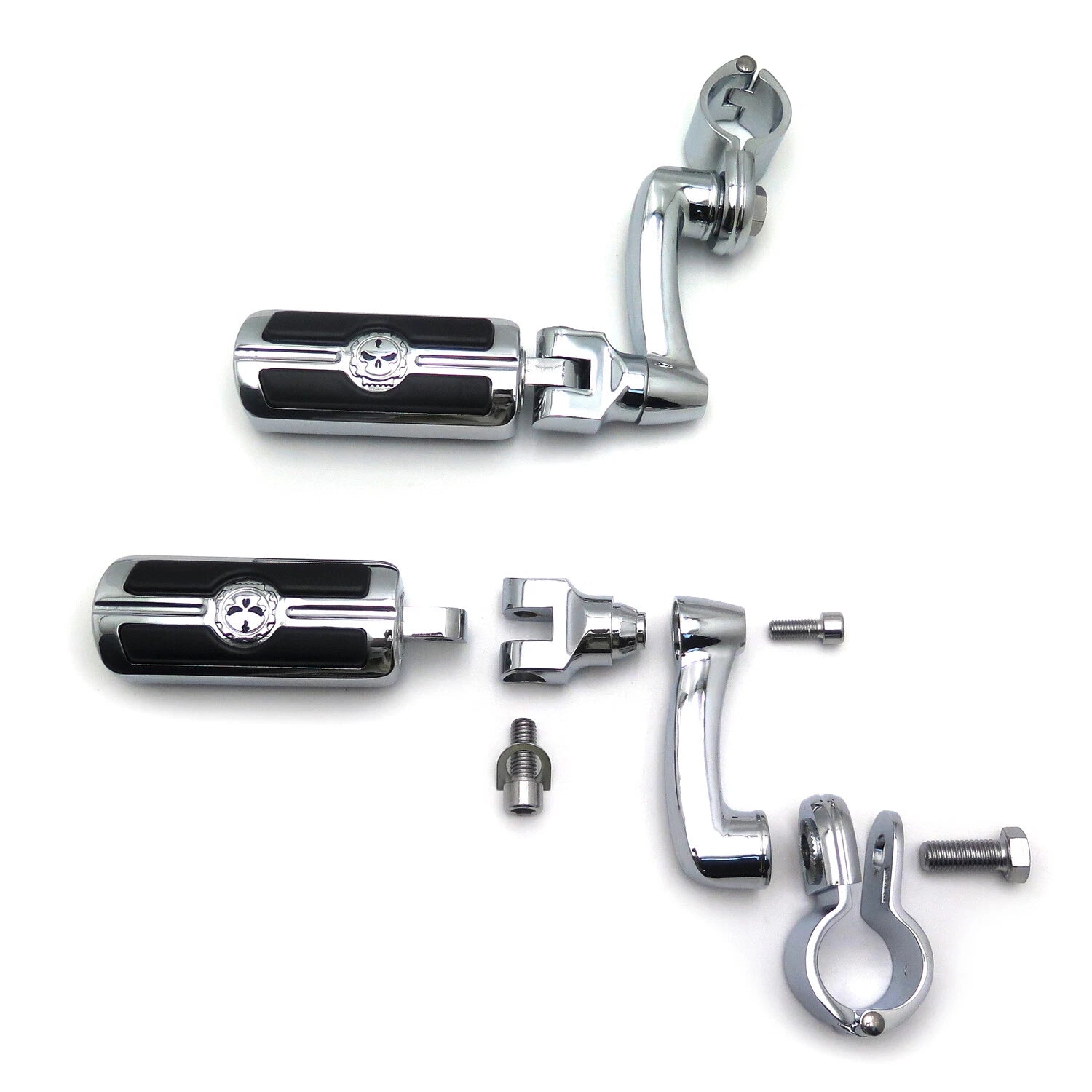 Chrome 32mm 1.25" Engine Guard Skull Footpeg for Harley Davidson