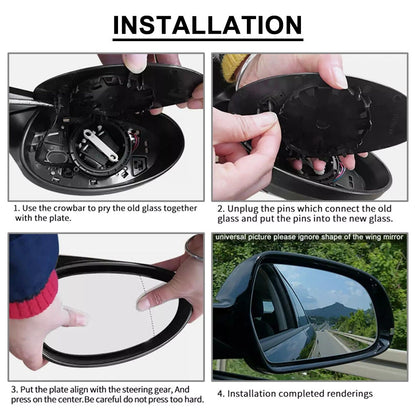 2X Heated Blue Side Mirror Glass with Plate for Mercedes CL500 Coupe (2000–2003)