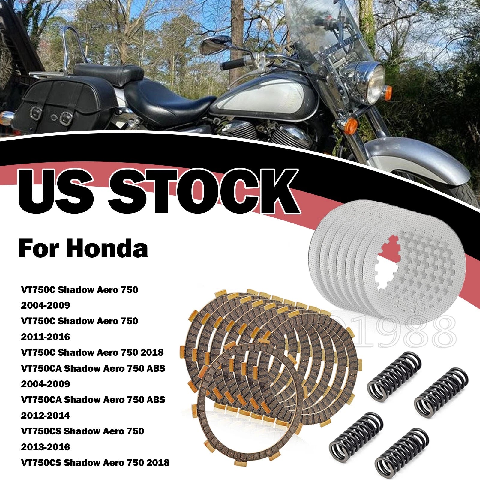 Clutch Friction Steel Plates & Springs for Honda VT750C Shadow ACE 750 (1998–2003)