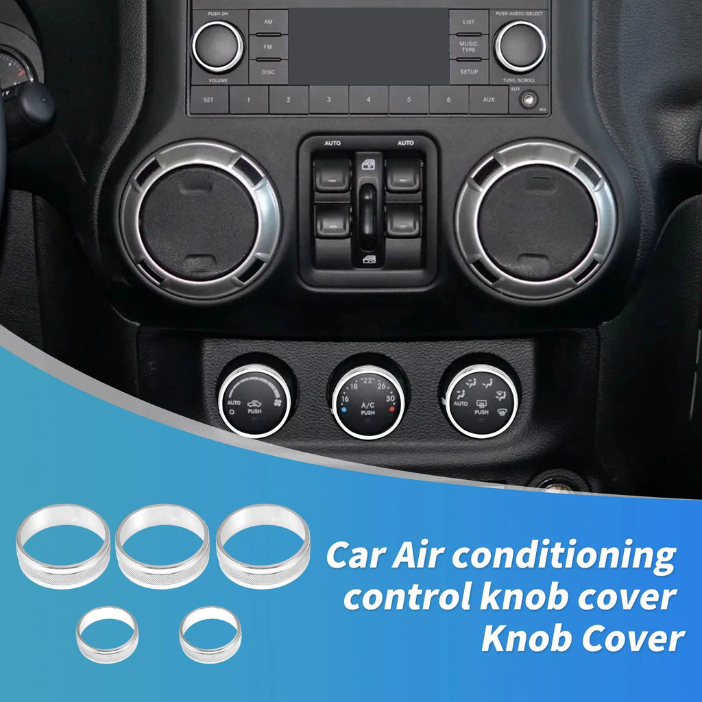 Control Switch Knob Button Cover Trim Ring for Jeep Wrangler JK (2007–2018)