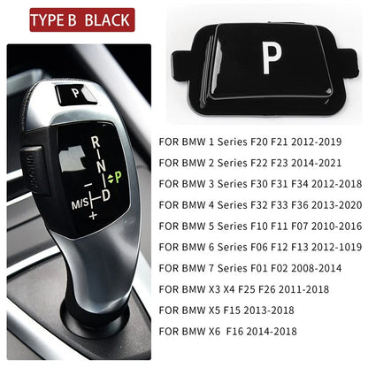 Black Gear Shift Knob P Button Cover For BMW 1 2 3 4 5 6 7 Series X3 X4 X5 X6
