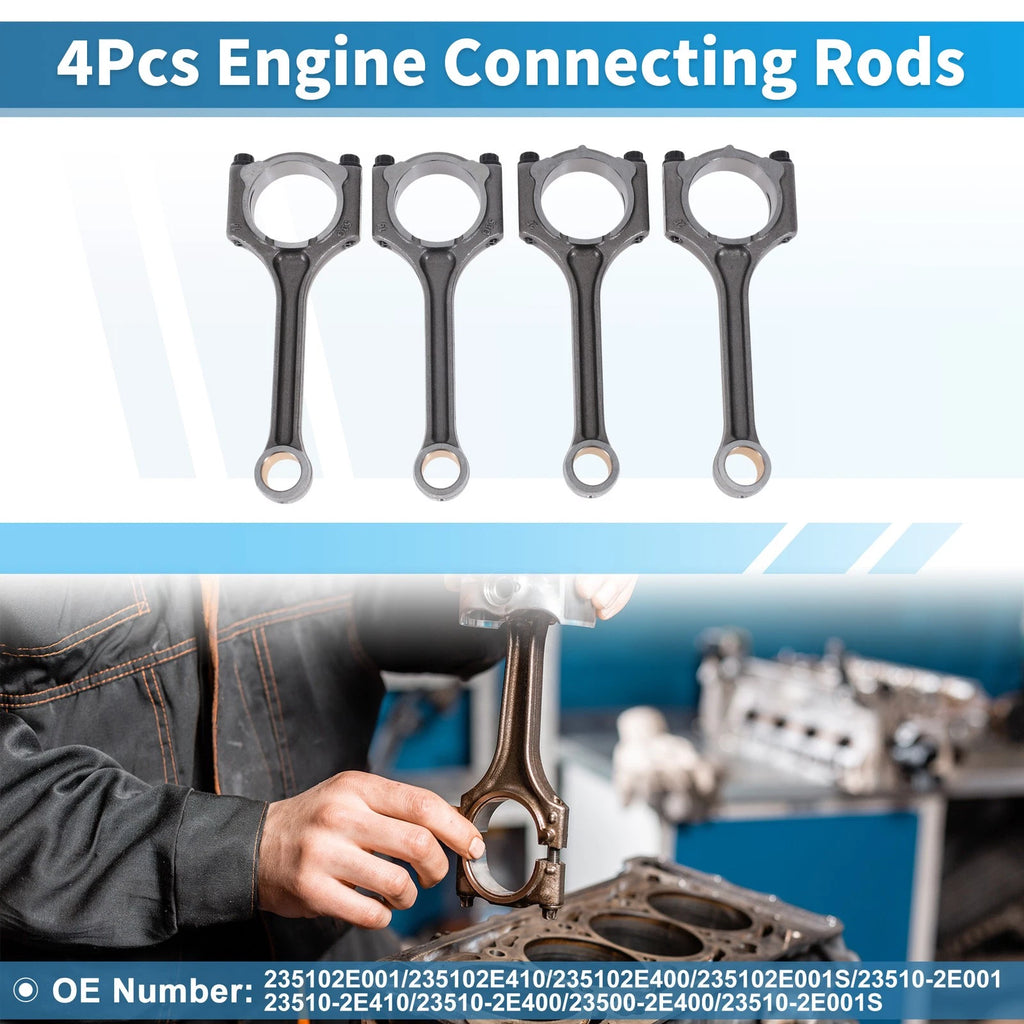 4 Pcs Engine Connecting Rod Replacement for Hyundai Elantra (2011–2015)