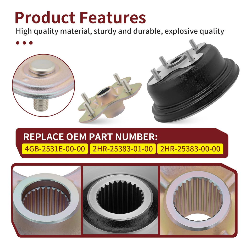Rear Brake Drum & Hub for Yamaha Big Bear 350 YFM350U/YFM350FW (1996–1999)