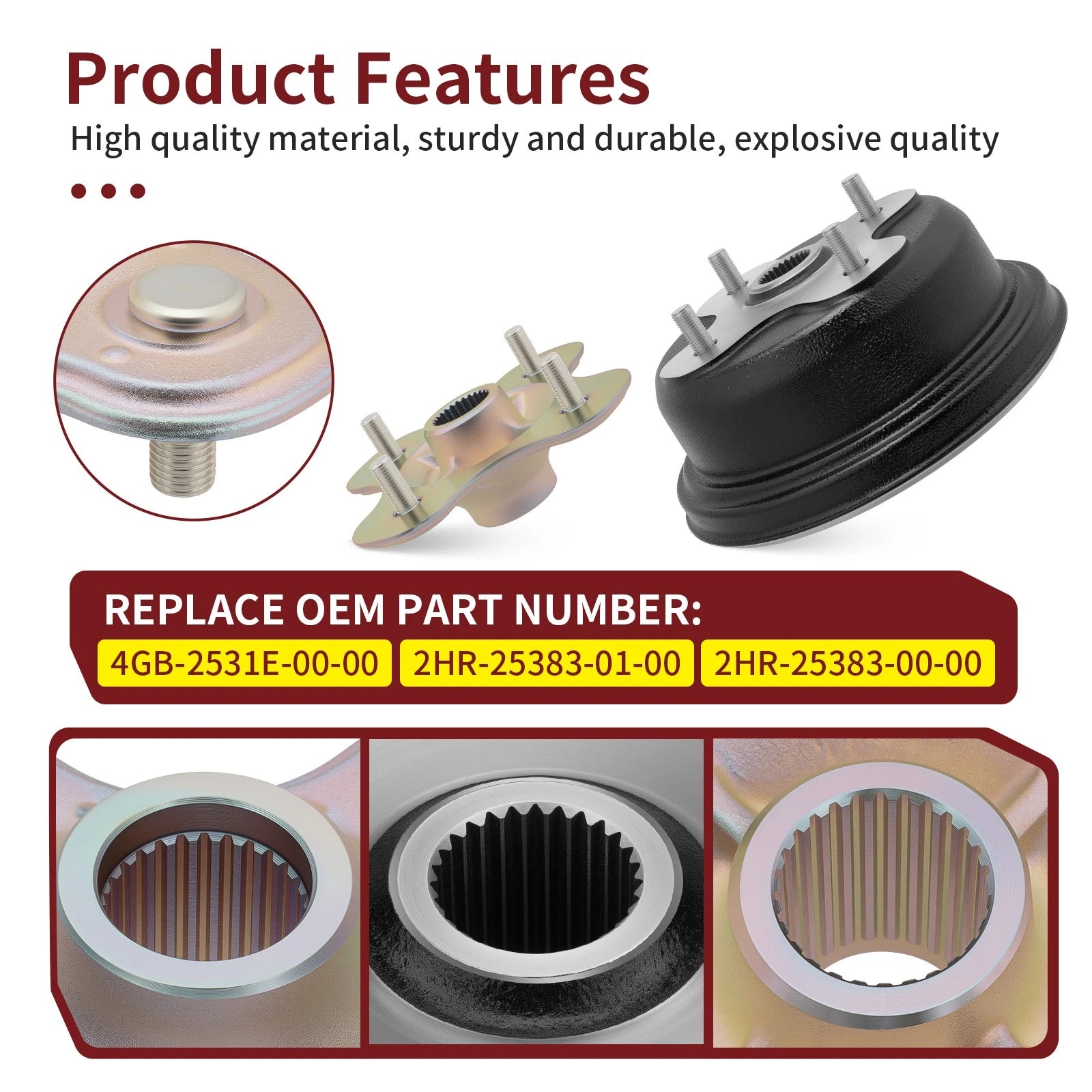 Rear Brake Drum & Hub for Yamaha Big Bear 350 YFM350U/YFM350FW (1996–1999)