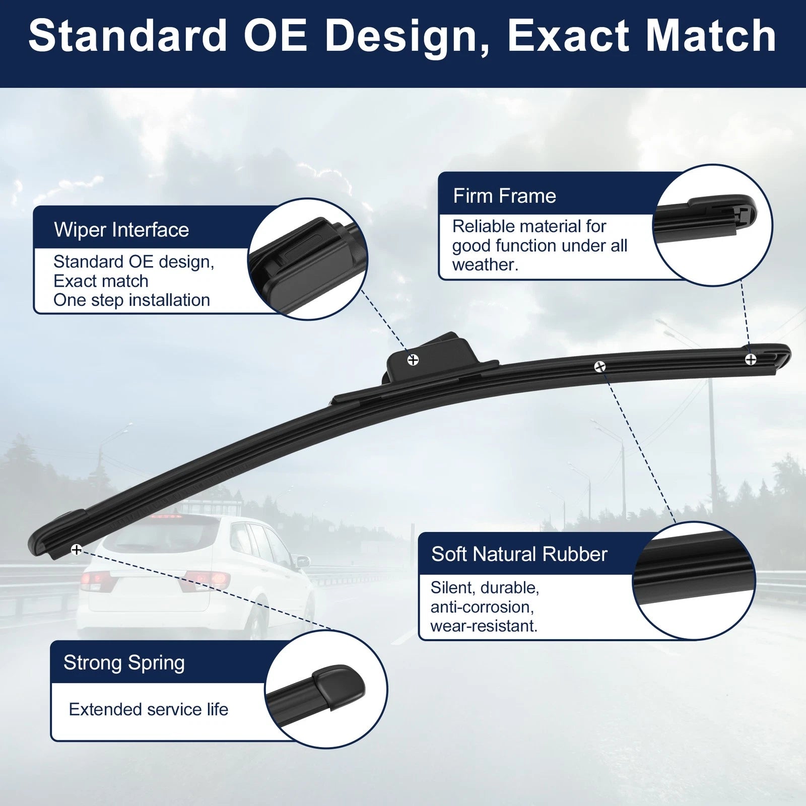 14" Rear Windshield Wiper for Honda Civic (2017–2021) Rubber
