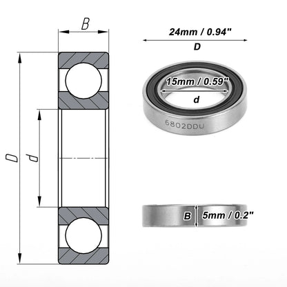Deep Groove Ball Bearing 15x24x5mm for Scooter Skateboard (6802DD)