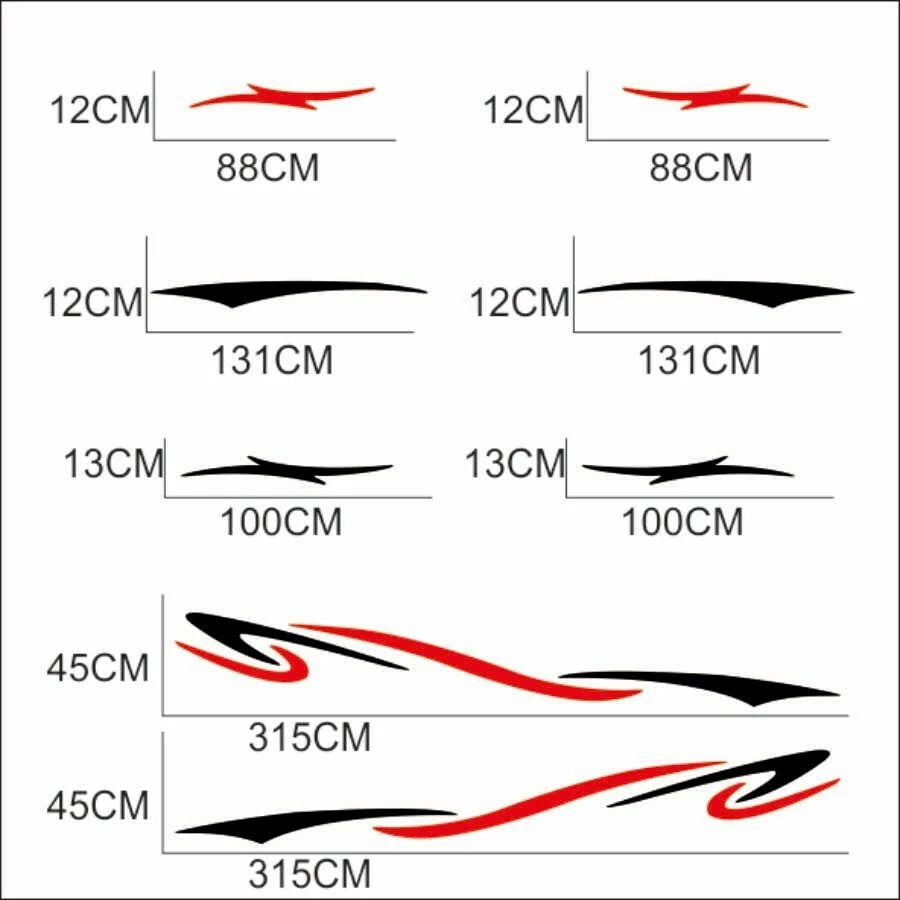 1 Pair Stripes Graphics Vinyl Decals Stickers Kit for Caravan Travel Trailer Van