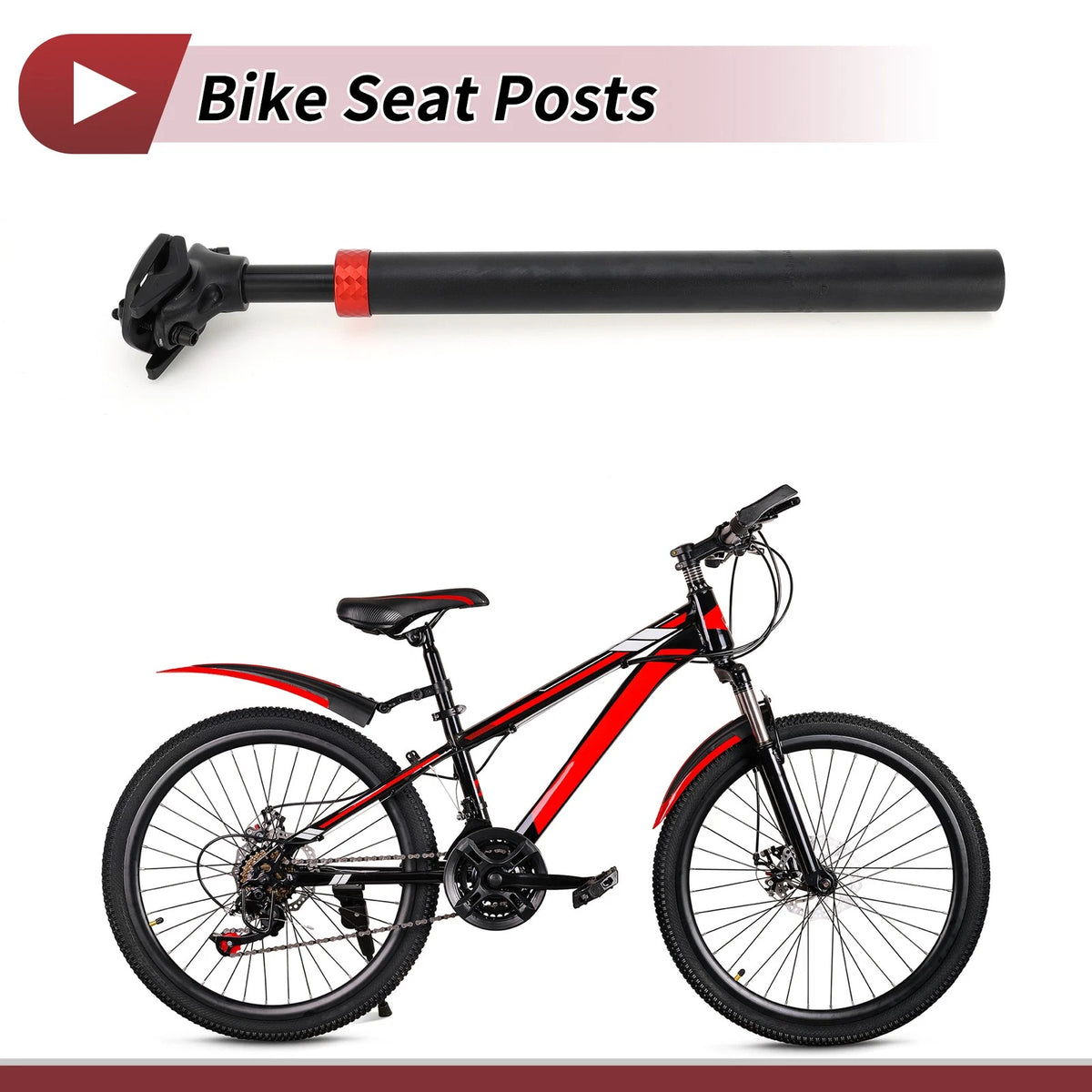 Bike Seat Posts 30.9x400mm Suspension Shock Absorber for Black Red Alloy