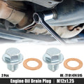 Engine Oil Drain Plug Screw with Seal Ring for Lexus (2 Pack) (M12x1.25) (2010–2020)