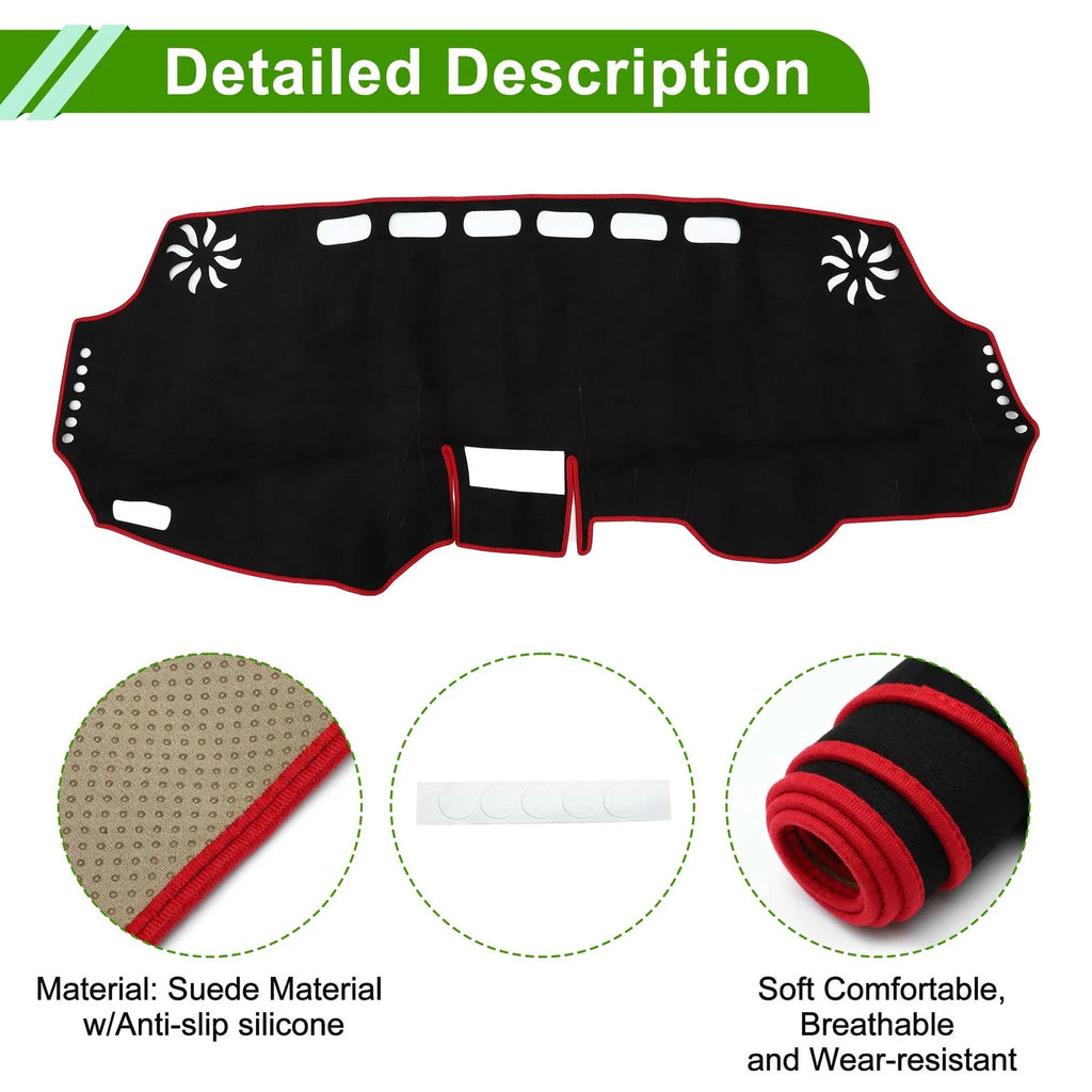 Dash Cover Mat Sun Protector for Toyota Wish (2010–2018) Black Red