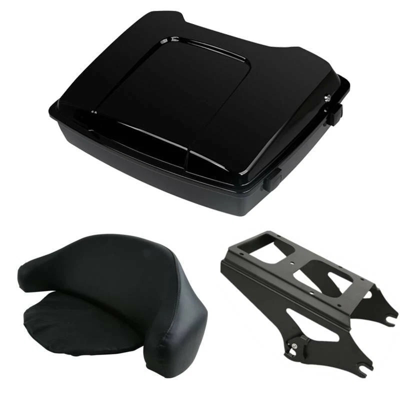 Black Razor Trunk Backrest Mount Rack for Harley Touring (2009–2013)