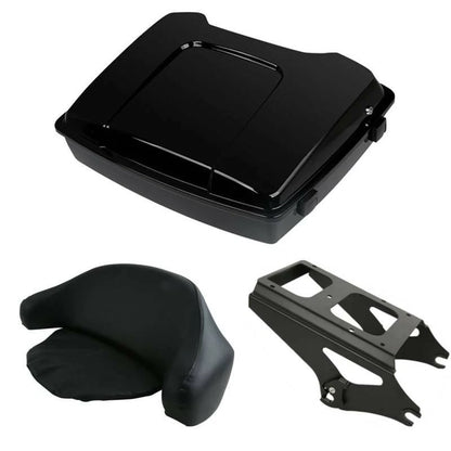 Black Razor Trunk Backrest Mount Rack for Harley Touring (2009–2013)