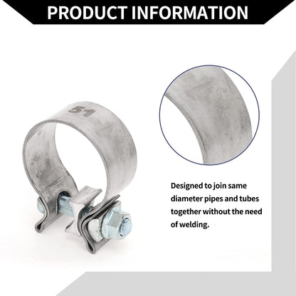 Exhaust Pipe Clamp for Car Stainless Steel 2.01" (30mm)