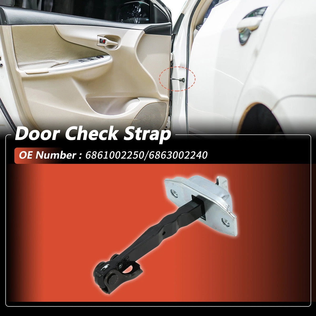 Front Door Check Strap for Toyota Corolla Sedan (2014–2019) No.6861002250