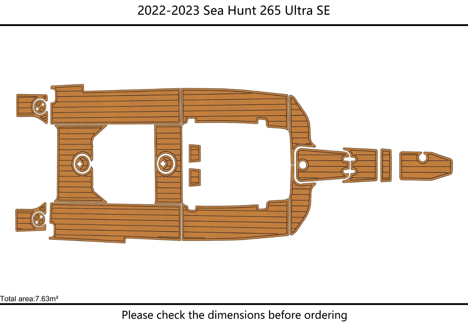 EVA Pad Foam Teak Faux Deck Flooring Mat for Sea Hunt Ultra 265 SE (2022)