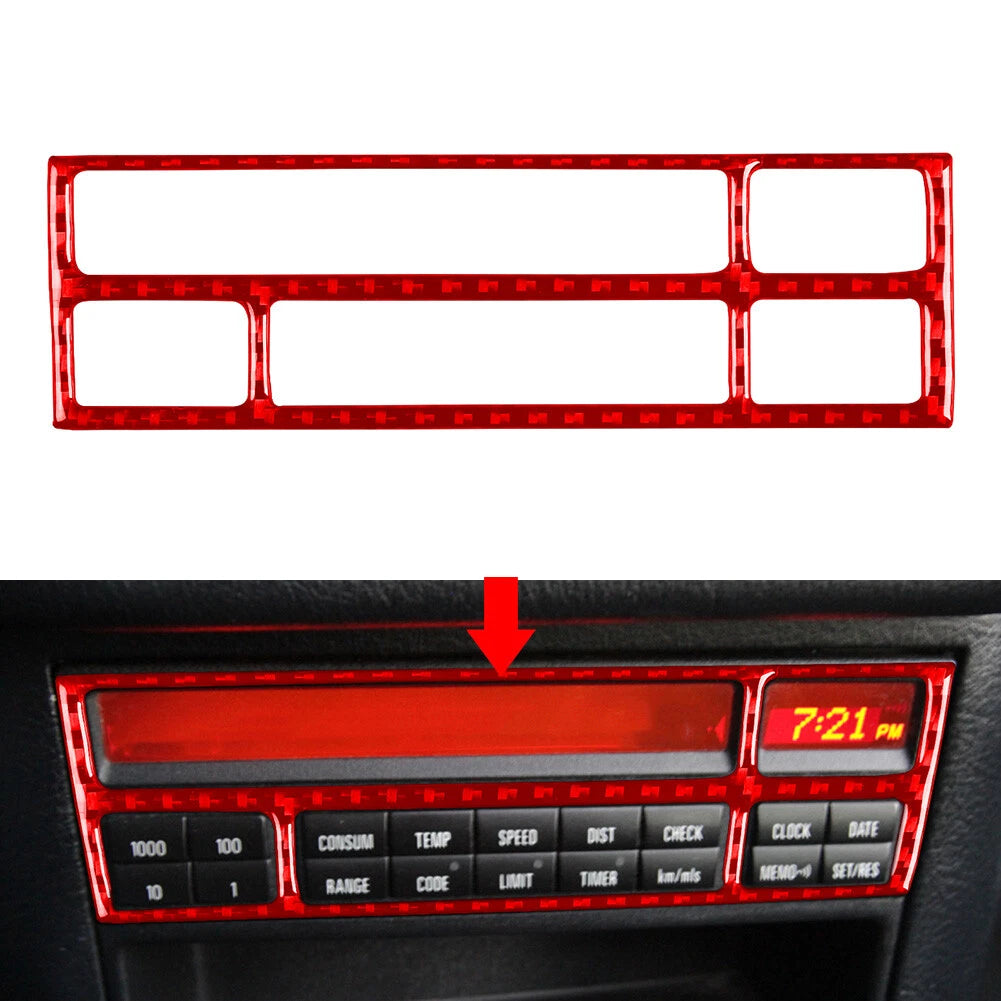 Carbon Fiber Red CD Button Panel Trim for BMW 3 Series E36 (1991–1999)