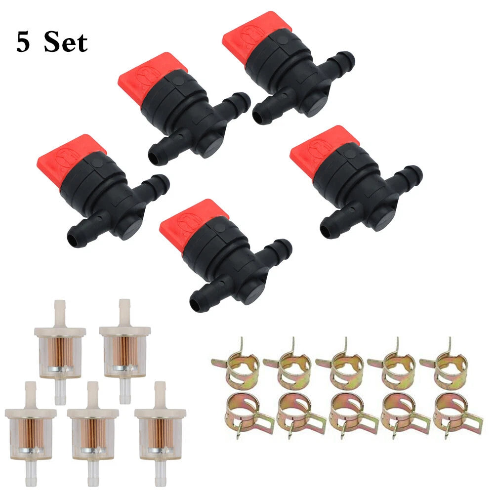 5Pcs In Line Fuel Gas Filter Shut Off Valve Kit for B&S 494768 (N/A)