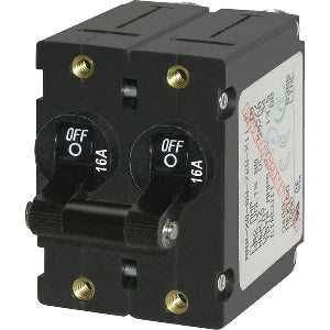 Blue Sea 7348 A-Series Double Pole Toggle Switch - 16A - Black