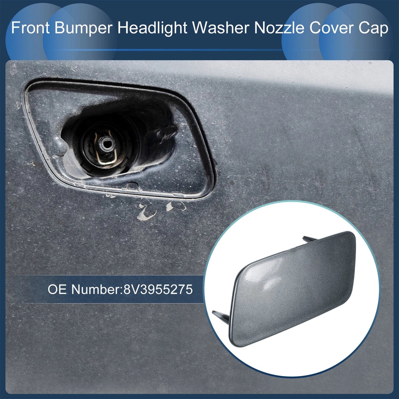 Front Left Washer Nozzle Cover Cap for Audi A3 8V (2016–2020) Gray 1 Pc