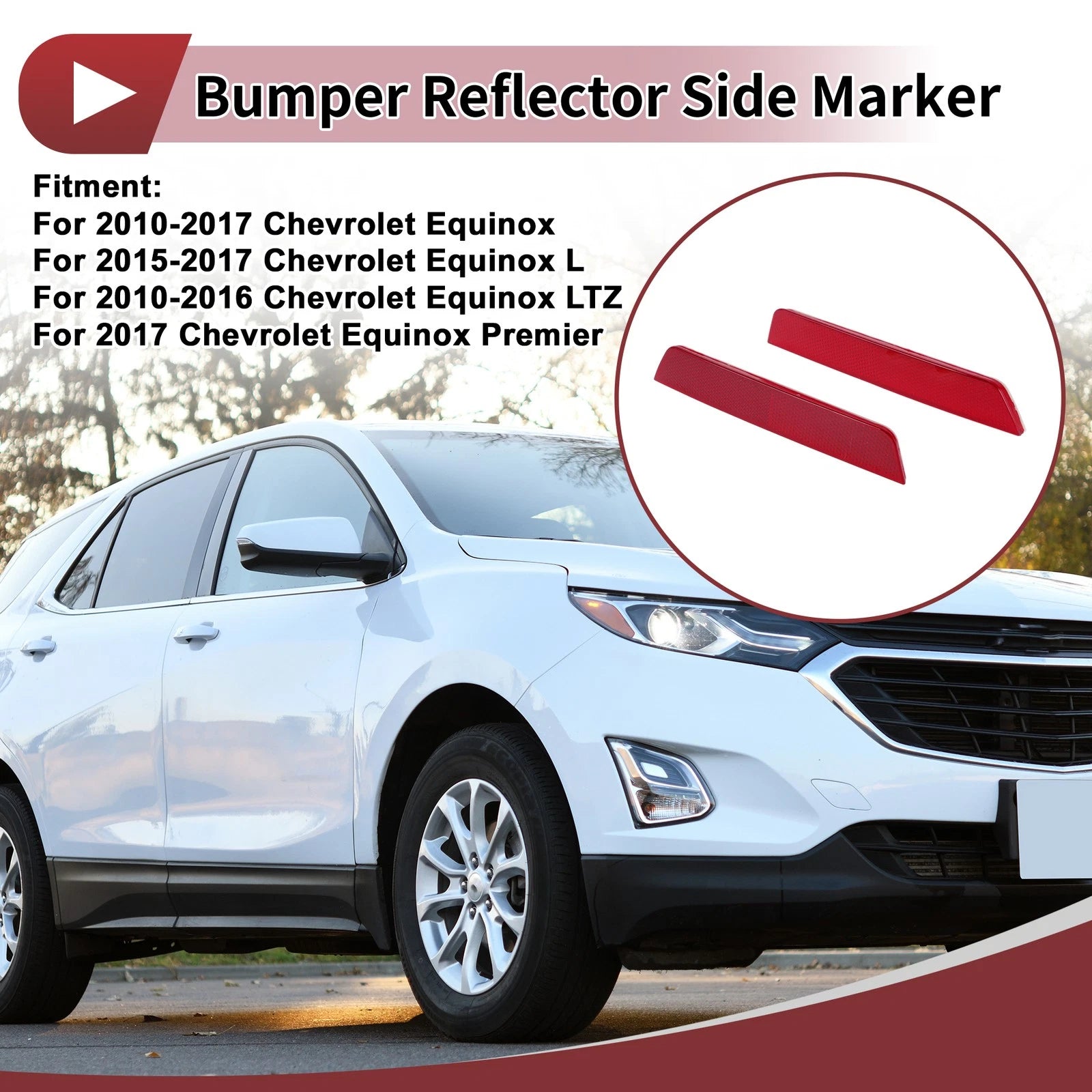 Rear Bumper Reflectors Pair Left Right for Chevrolet Equinox (2018–2020)