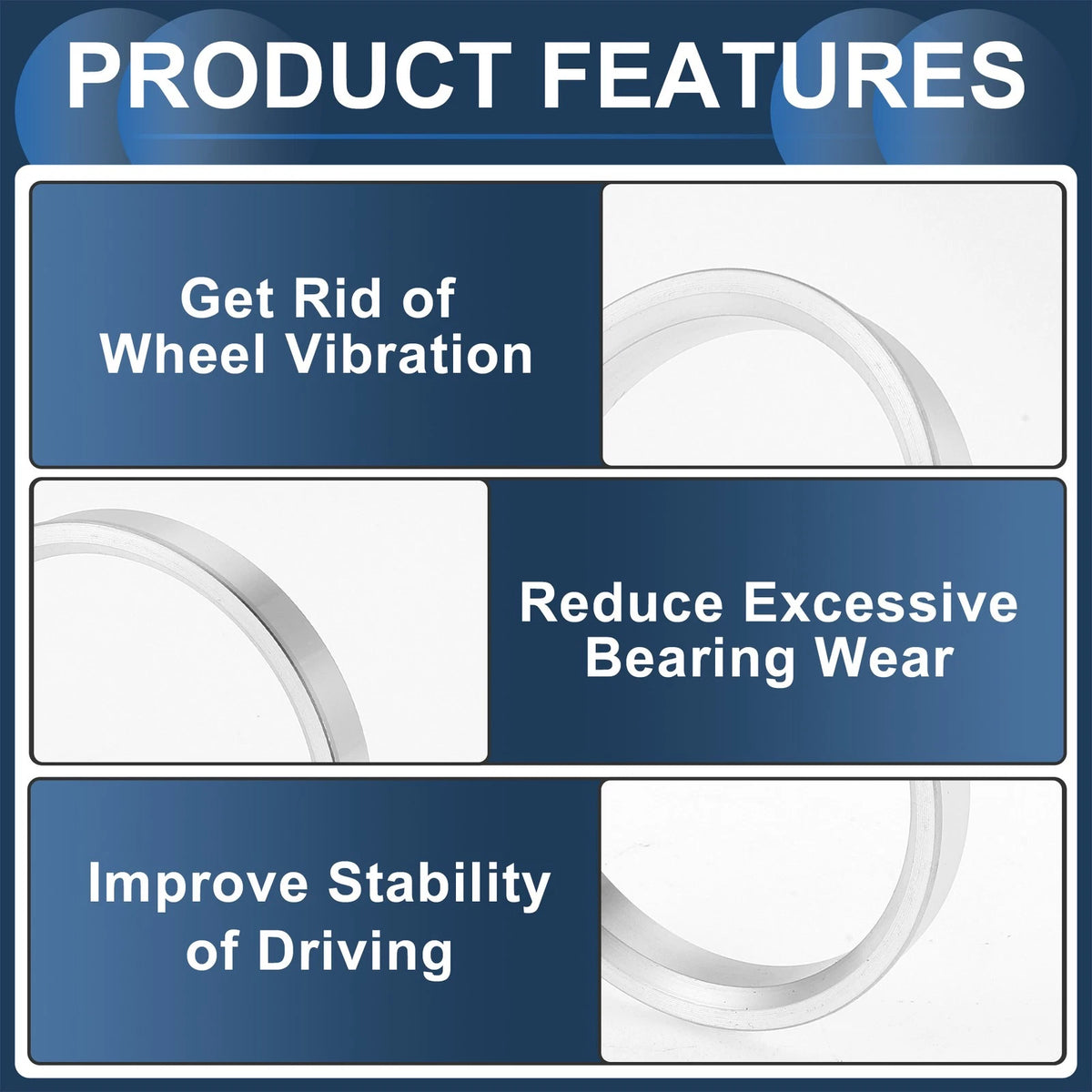 Set of 4 Wheel Hub Centric Rings for Car (OD 72.1mm ID 63.4mm)