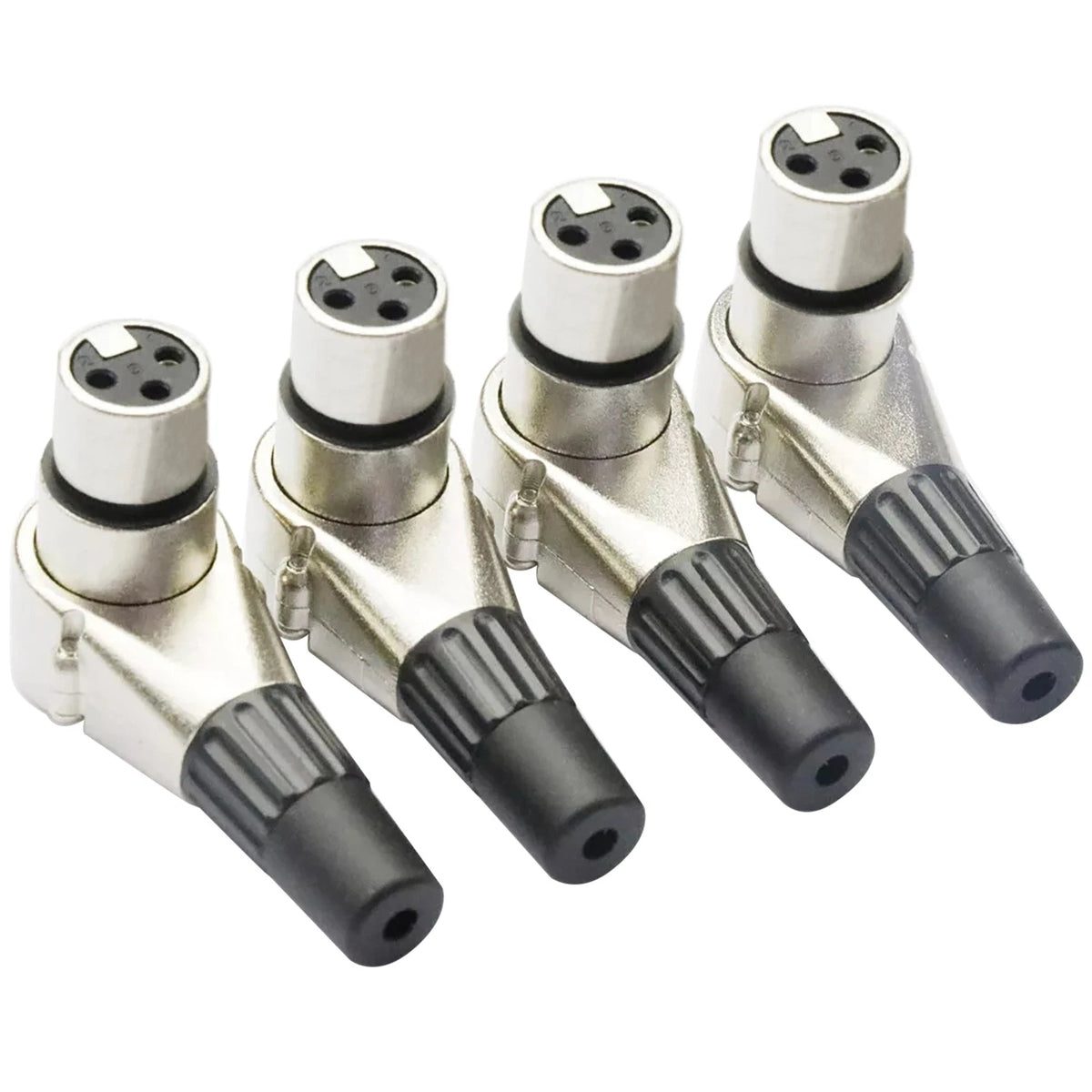 Set of 4 3 Pin XLR Female Right Angle Connectors Adapter
