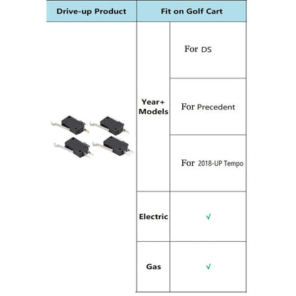 4Pcs Micro Switch for Club Car Golf Carts (1014807, 1014808)