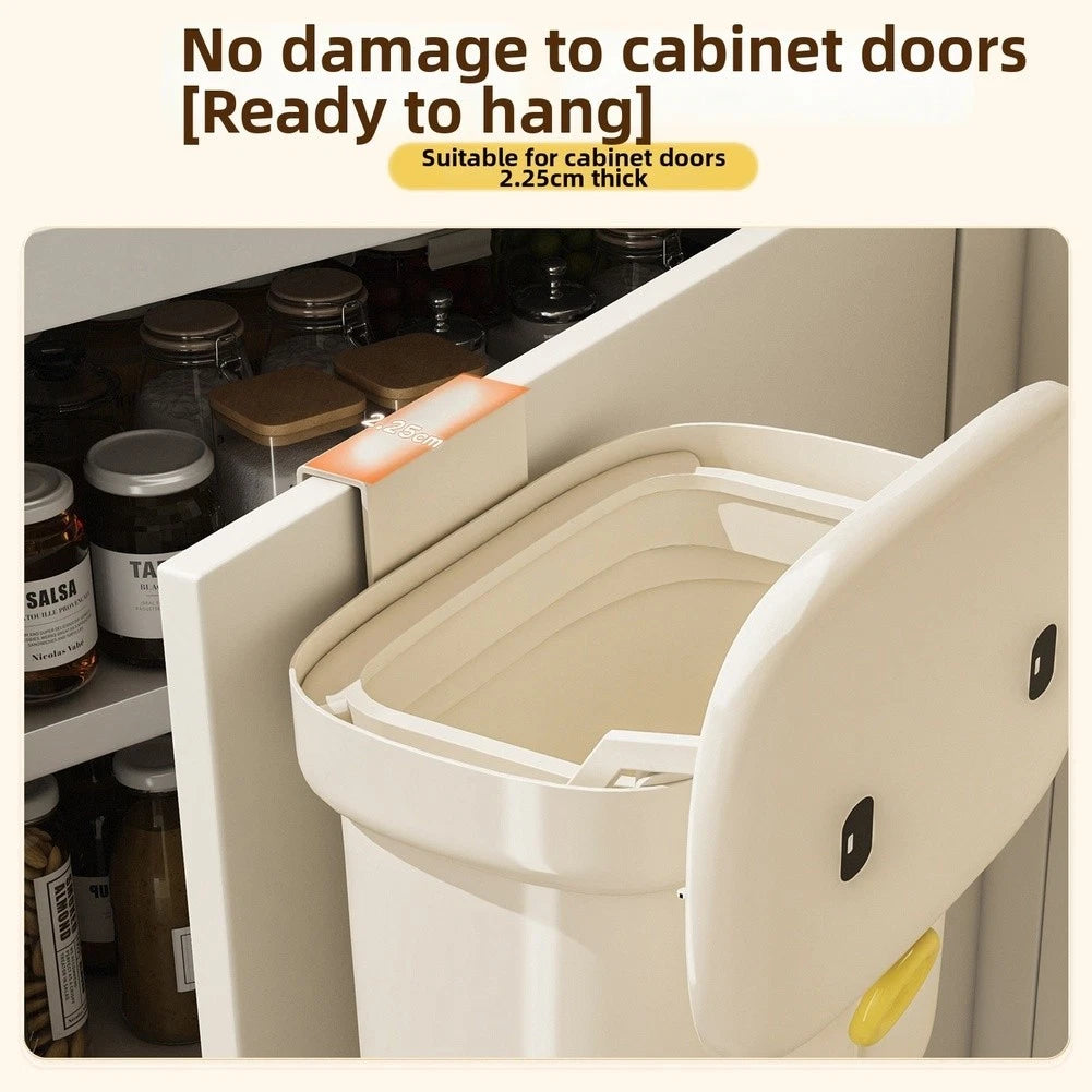 Space Saving Wall Mounted Trash Can with Lid for Kitchen Waste Disposal